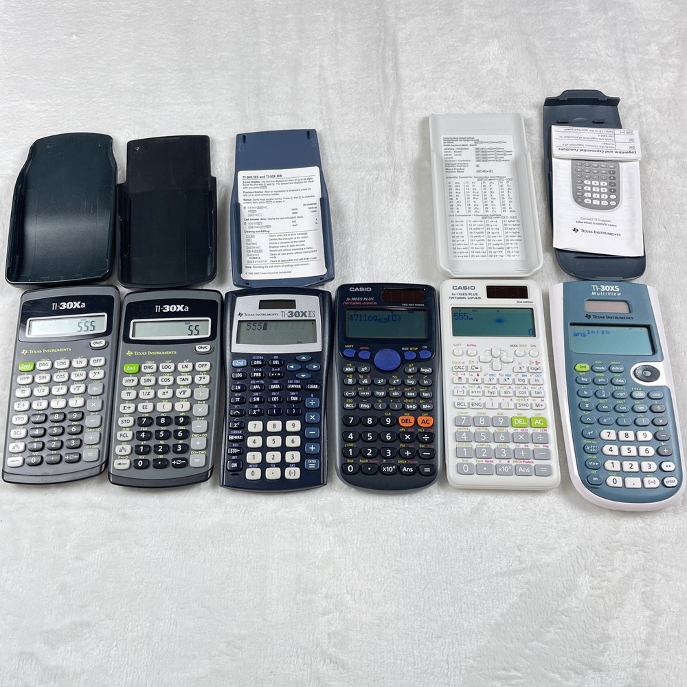 Lot of 6 Texas Instruments & Casio Scientific Calculators TI-30XS TI-30Xa Casio